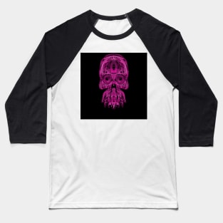 Electroluminated Skull - Fuschia Baseball T-Shirt